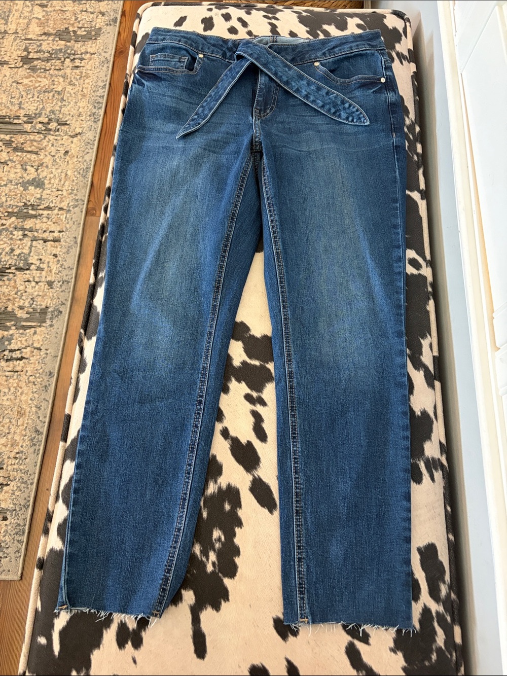 crown & ivy Blue Tie-Waist Straight Leg Jeans